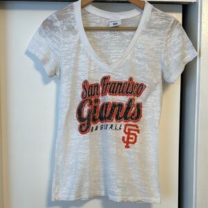 San Francisco Giants Women's V-Neck T-Shirt - White and Red